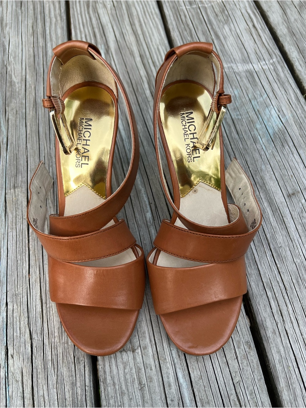 Michael Kors Violet Cross Strap Heels Sandals Size 6